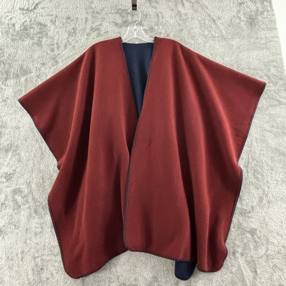 Woolrich Reversible Fleece Blanket Wrap‎ One Size Navy Blue Maroon